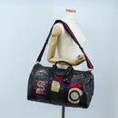 GUCCI GG Supreme Boston Bag PVC 2way Black Silver 474131 Auth 194667M-35