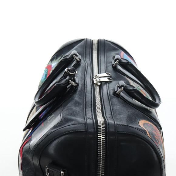 GUCCI GG Supreme Boston Bag PVC 2way Black Silver 474131 Auth 194667M