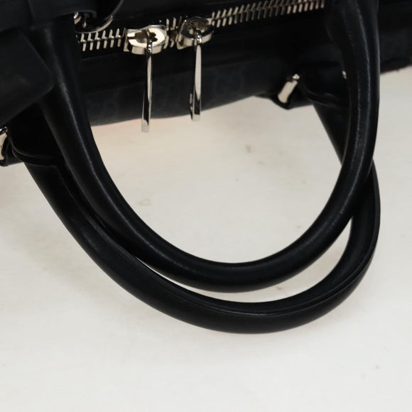 GUCCI GG Supreme Boston Bag PVC 2way Black Silver 474131 Auth 194667M