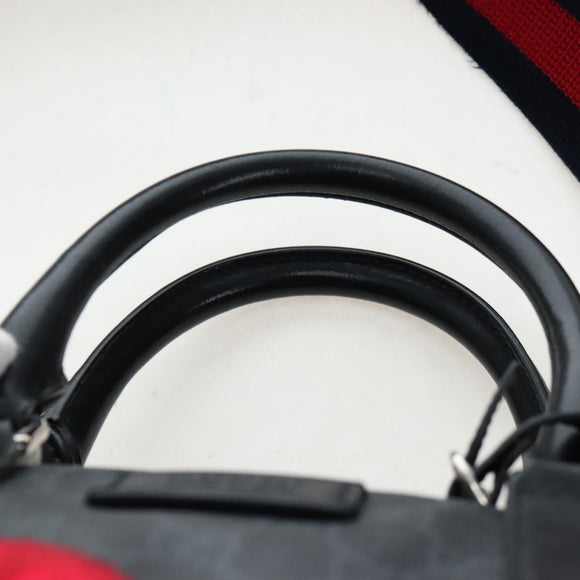 GUCCI GG Supreme Boston Bag PVC 2way Black Silver 474131 Auth 194667M