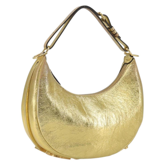 FENDI Shoulder Bag Leather Gold Auth 194668SAV