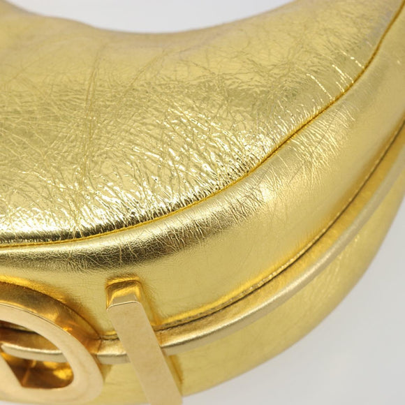 FENDI Shoulder Bag Leather Gold Auth 194668SAV