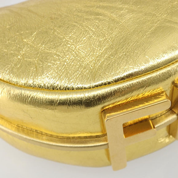 FENDI Shoulder Bag Leather Gold Auth 194668SAV
