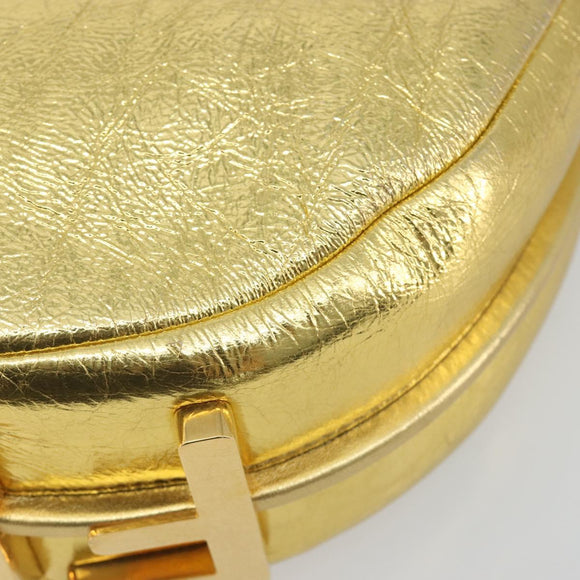 FENDI Shoulder Bag Leather Gold Auth 194668SAV