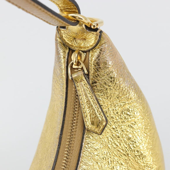 FENDI Shoulder Bag Leather Gold Auth 194668SAV