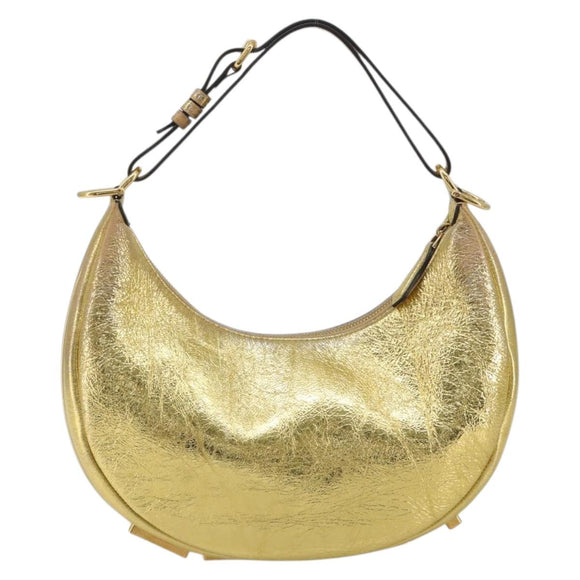 FENDI Shoulder Bag Leather Gold Auth 194668SAV