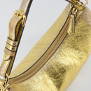 FENDI Shoulder Bag Leather Gold Auth 194668SAV-6