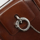 CARTIER PANTHERE Hand Bag Patent leather Brown Silver Auth 194669-14