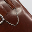 CARTIER PANTHERE Hand Bag Patent leather Brown Silver Auth 194669-15