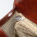 CARTIER PANTHERE Hand Bag Patent leather Brown Silver Auth 194669-21
