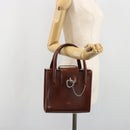 CARTIER PANTHERE Hand Bag Patent leather Brown Silver Auth 194669-24