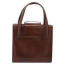 CARTIER PANTHERE Hand Bag Patent leather Brown Silver Auth 194669-3