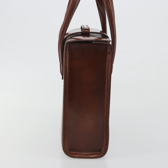CARTIER PANTHERE Hand Bag Patent leather Brown Silver Auth 194669