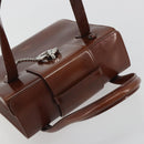 CARTIER PANTHERE Hand Bag Patent leather Brown Silver Auth 194669-6
