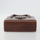CARTIER PANTHERE Hand Bag Patent leather Brown Silver Auth 194669-9