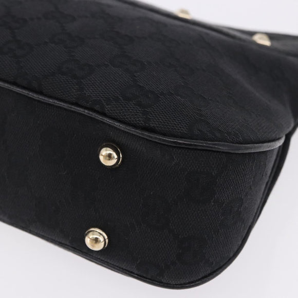 GUCCI Bamboo Shoulder Bag Leather Black Gold 137378 Auth 194670V