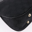 GUCCI Bamboo Shoulder Bag Leather Black Gold 137378 Auth 194670V-12