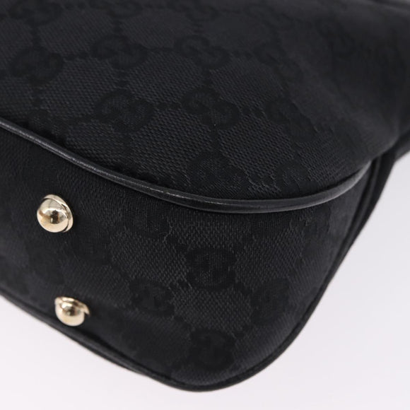 GUCCI Bamboo Shoulder Bag Leather Black Gold 137378 Auth 194670V