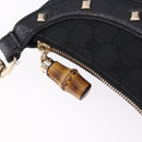 GUCCI Bamboo Shoulder Bag Leather Black Gold 137378 Auth 194670V-14
