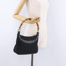 GUCCI Bamboo Shoulder Bag Leather Black Gold 137378 Auth 194670V-22