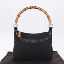 GUCCI Bamboo Shoulder Bag Leather Black Gold 137378 Auth 194670V-23