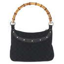 GUCCI Bamboo Shoulder Bag Leather Black Gold 137378 Auth 194670V-3