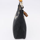 GUCCI Bamboo Shoulder Bag Leather Black Gold 137378 Auth 194670V-5