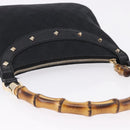 GUCCI Bamboo Shoulder Bag Leather Black Gold 137378 Auth 194670V-6