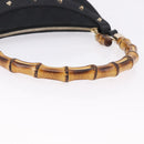 GUCCI Bamboo Shoulder Bag Leather Black Gold 137378 Auth 194670V-7