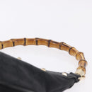 GUCCI Bamboo Shoulder Bag Leather Black Gold 137378 Auth 194670V-8
