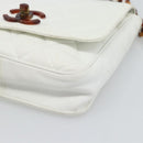 CHANEL Matelasse Chain Shoulder Bag Lamb Skin White CC Auth 194671V-9