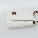CHANEL Matelasse Chain Shoulder Bag Lamb Skin White CC Auth 194671V-4