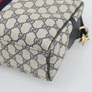 GUCCI GG Supreme Sherry Line Boston Bag PVC 2way Navy Gold Auth 194672V-10