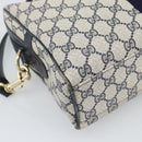 GUCCI GG Supreme Sherry Line Boston Bag PVC 2way Navy Gold Auth 194672V-11