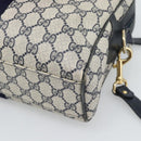 GUCCI GG Supreme Sherry Line Boston Bag PVC 2way Navy Gold Auth 194672V-12