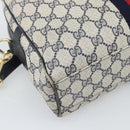 GUCCI GG Supreme Sherry Line Boston Bag PVC 2way Navy Gold Auth 194672V-13