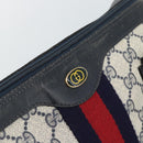 GUCCI GG Supreme Sherry Line Boston Bag PVC 2way Navy Gold Auth 194672V-15