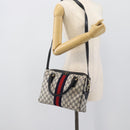 GUCCI GG Supreme Sherry Line Boston Bag PVC 2way Navy Gold Auth 194672V-22
