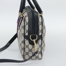 GUCCI GG Supreme Sherry Line Boston Bag PVC 2way Navy Gold Auth 194672V-5