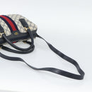 GUCCI GG Supreme Sherry Line Boston Bag PVC 2way Navy Gold Auth 194672V-7