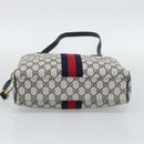 GUCCI GG Supreme Sherry Line Boston Bag PVC 2way Navy Gold Auth 194672V-9