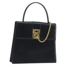 CELINE Hand Bag Leather Black Gold Auth 194674A-1