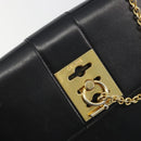 CELINE Hand Bag Leather Black Gold Auth 194674A-14