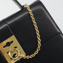 CELINE Hand Bag Leather Black Gold Auth 194674A-15