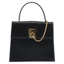 CELINE Hand Bag Leather Black Gold Auth 194674A-2