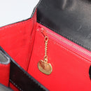 CELINE Hand Bag Leather Black Gold Auth 194674A-21
