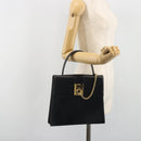 CELINE Hand Bag Leather Black Gold Auth 194674A-25