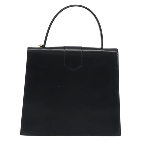 CELINE Hand Bag Leather Black Gold Auth 194674A