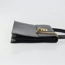 CELINE Hand Bag Leather Black Gold Auth 194674A-4