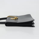 CELINE Hand Bag Leather Black Gold Auth 194674A-5